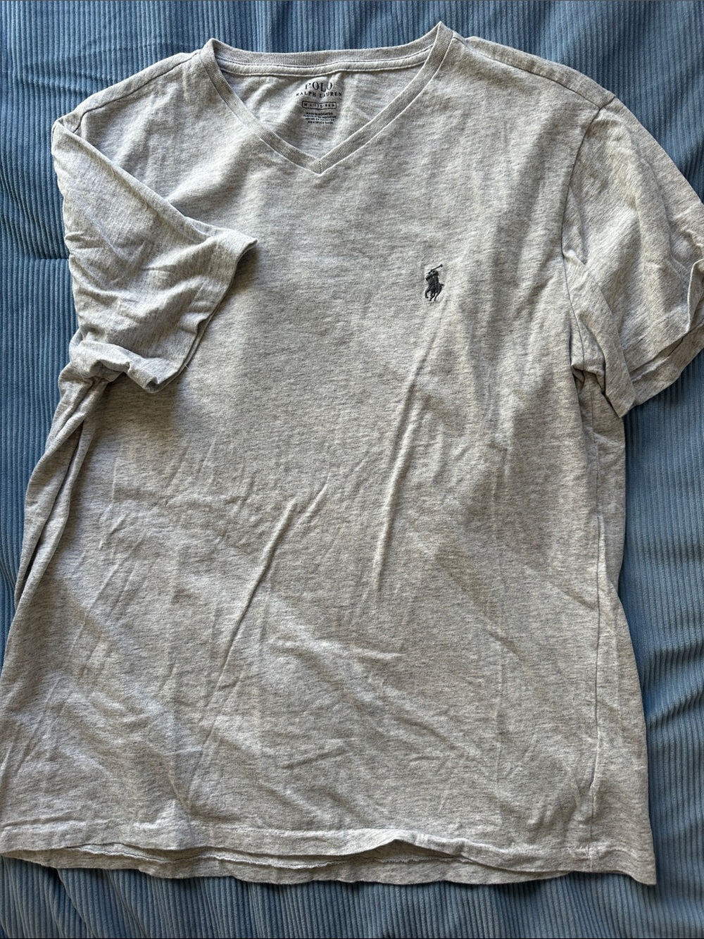 Polo by Ralph Lauren Light Gray V-Neck Short Sleeve Tee